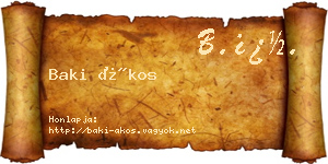 Baki Ákos névjegykártya